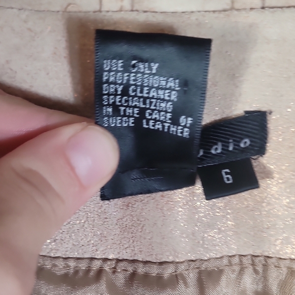 Y2K Vintage C&E Women Metallic Suede Leather Jacket Size 6/S Gold Champagne - Picture 7 of 16